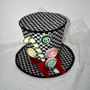 MACKENZIE CHILDS Check It Out Top Hat Tree Topper #35515-0109 NIB